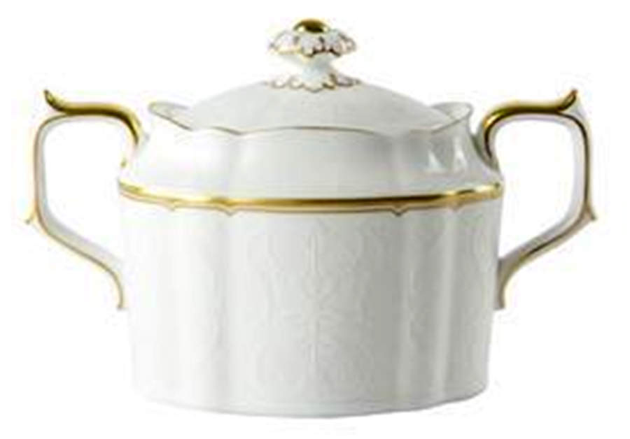 Darley Abbey Pure (Gold Trim) Sugar Bowl & Lid by Royal Crown Derby-1