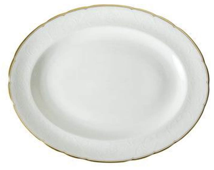 Darley Abbey Pure (Gold Trim) 13" Oval Serving Platter by Royal Crown Derby-1