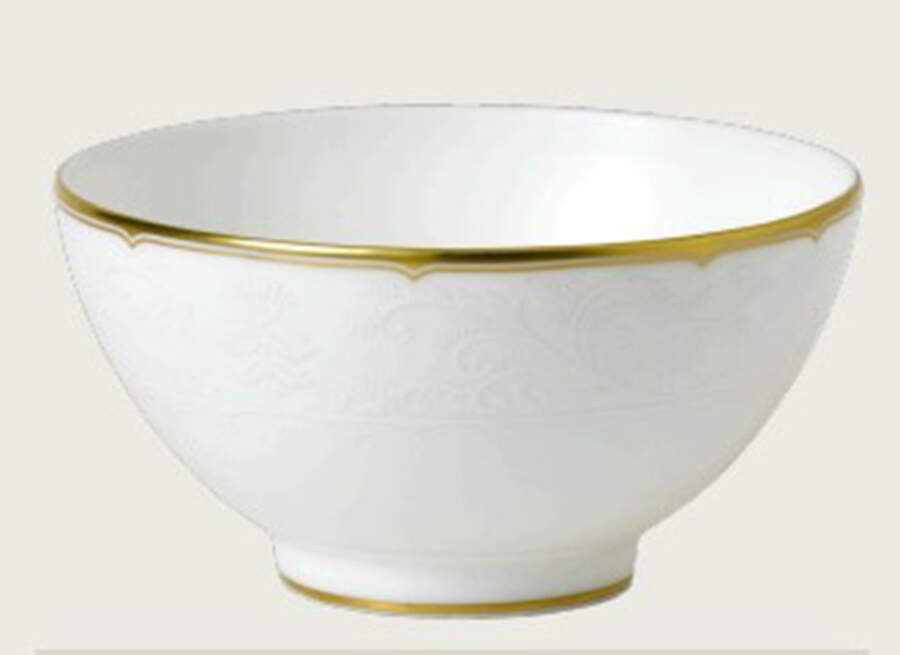 Darley Abbey Pure (Gold Trim) Rice Bowl by Royal Crown Derby-1