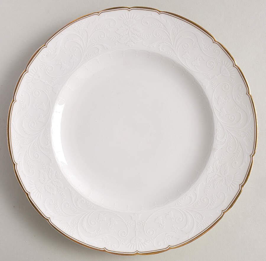 Darley Abbey Pure (Gold Trim) Dinner Plate by Royal Crown Derby-1