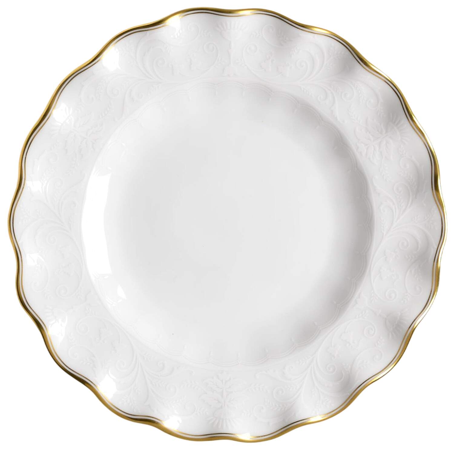 Darley Abbey Pure (Gold Trim) Dessert/Pie Plate by Royal Crown Derby-1