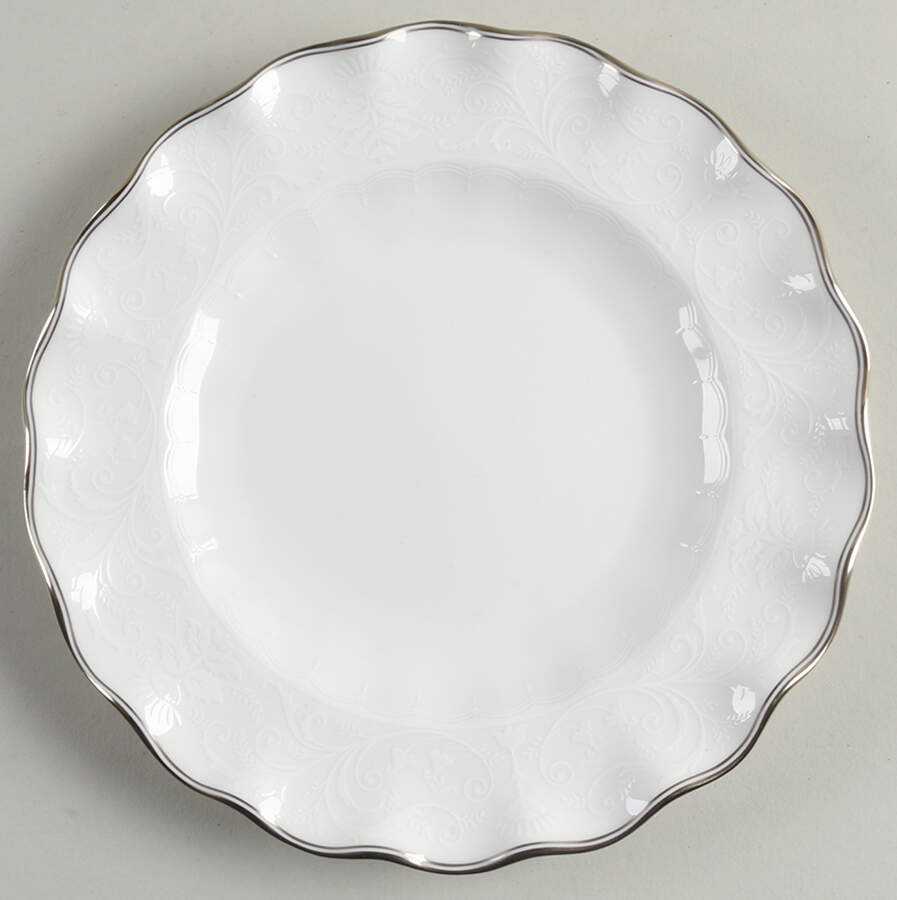 Darley Abbey Pure (Platinum Trim) Dessert/Pie Plate by Royal Crown Derby-1