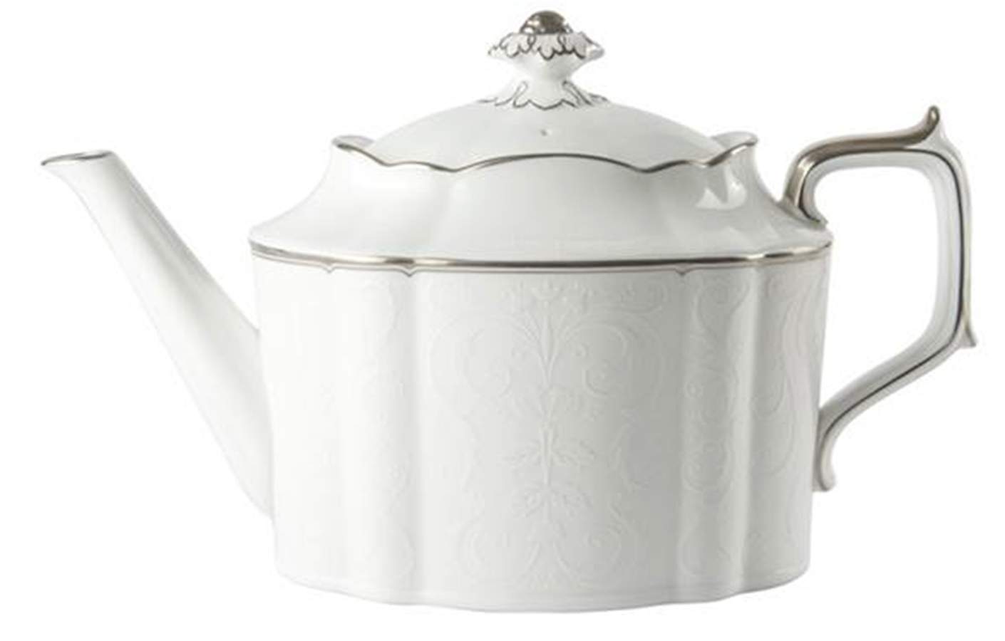 Darley Abbey Pure (Platinum Trim) Teapot & Lid by Royal Crown Derby-1