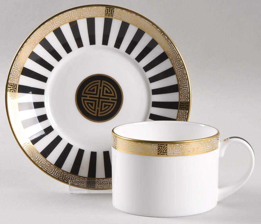 Satori Black Flat Cup & Saucer Set by Royal Crown Derby-1