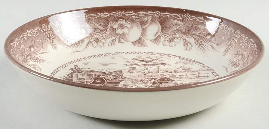 Coaching Scene Brown (Fruit Border) 8" Individual Pasta Bowl by Royal Stafford-1