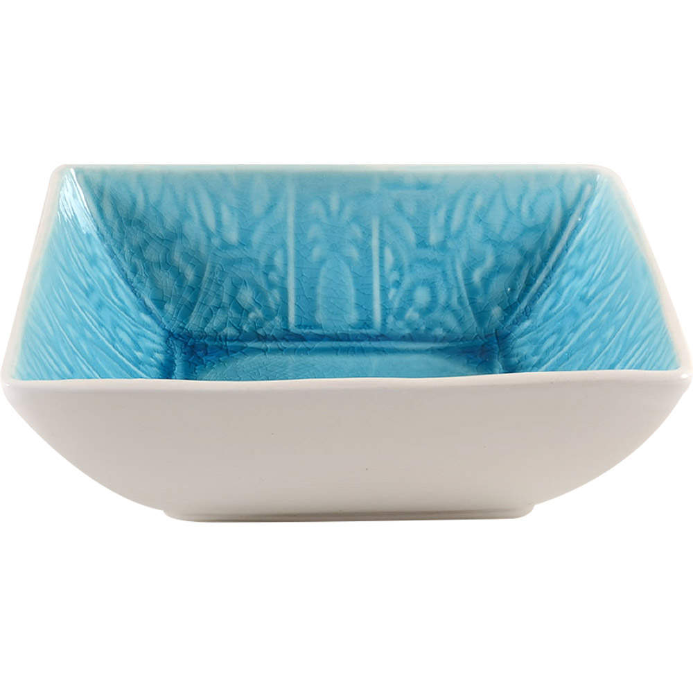 Pineapple Turquoise Square Soup/Cereal Bowl by Roscher & Co-1