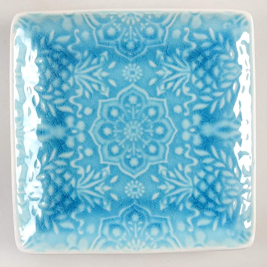 Pineapple Turquoise Square Appetizer Plate by Roscher & Co-1