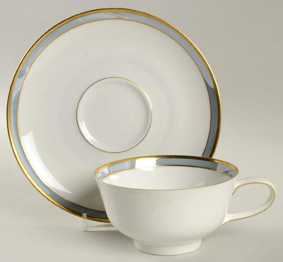 Gala Blue (Form E Shape) Footed Cup & Saucer Set by Rosenthal - Continental-1