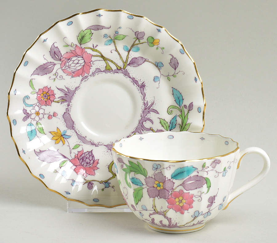 Fantasy Flat Cup & Saucer Set by Royal Worcester-1