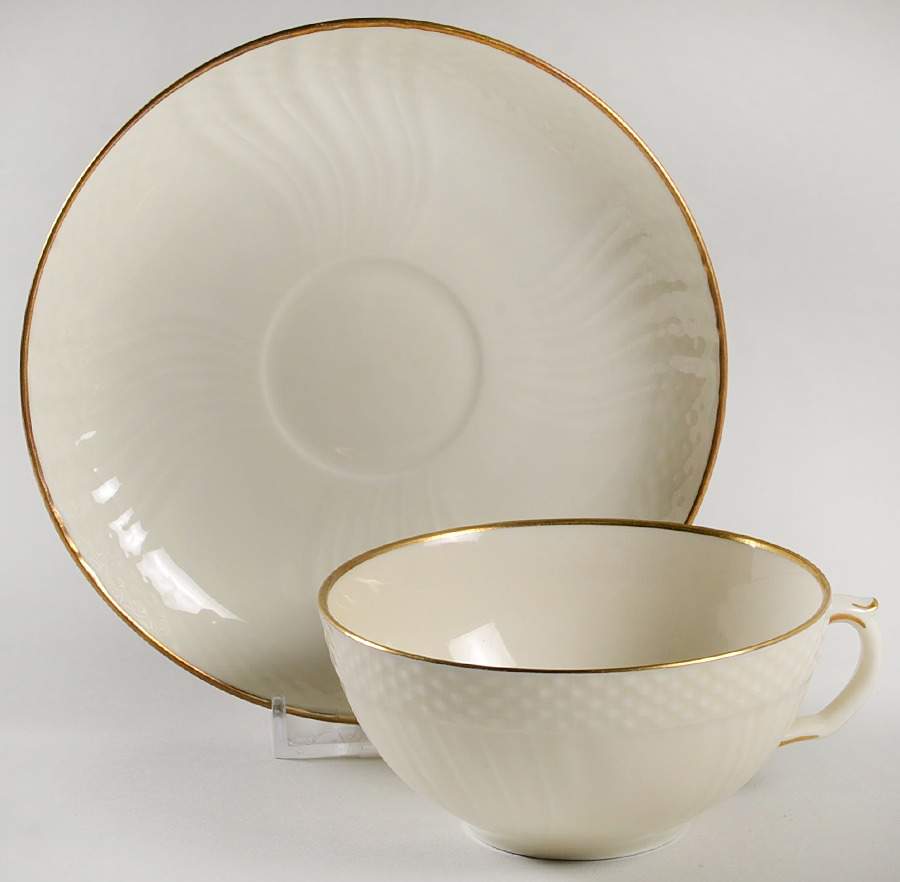 Josephine Cream Flat Cup & Saucer Set by Royal Copenhagen-1