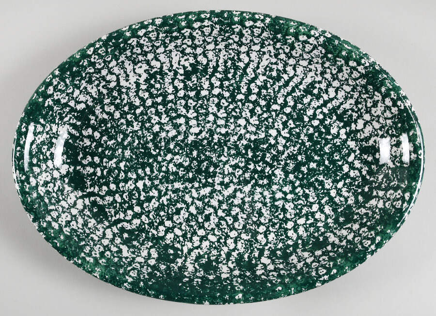 Sponge Green 16" Oval Serving Platter by Roma (New York)-1