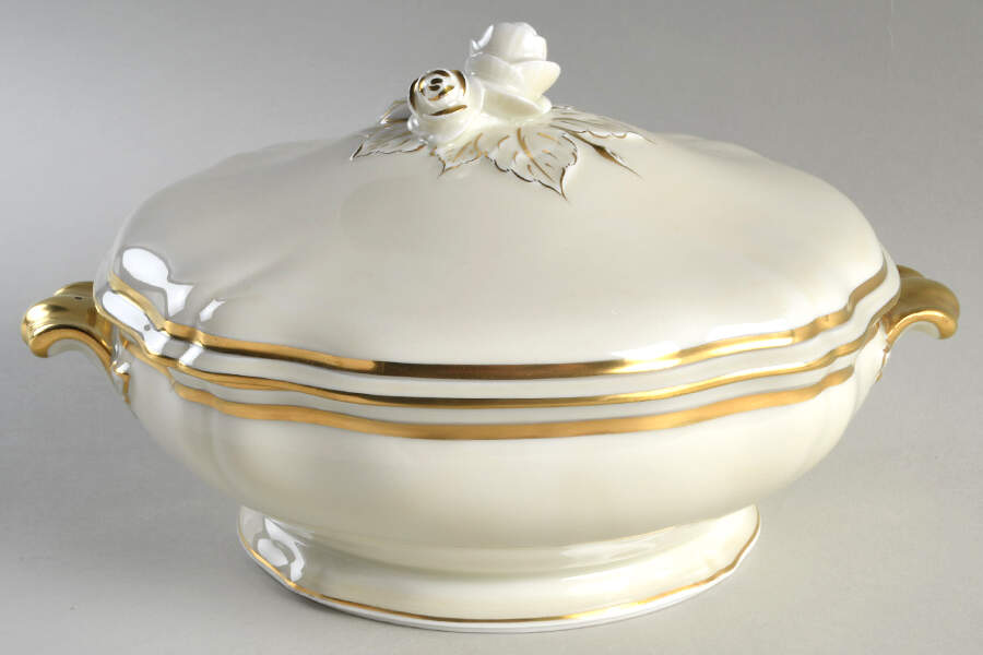 Marie Antoinette Gold on Cream Round Covered Vegetable by Raynaud-1