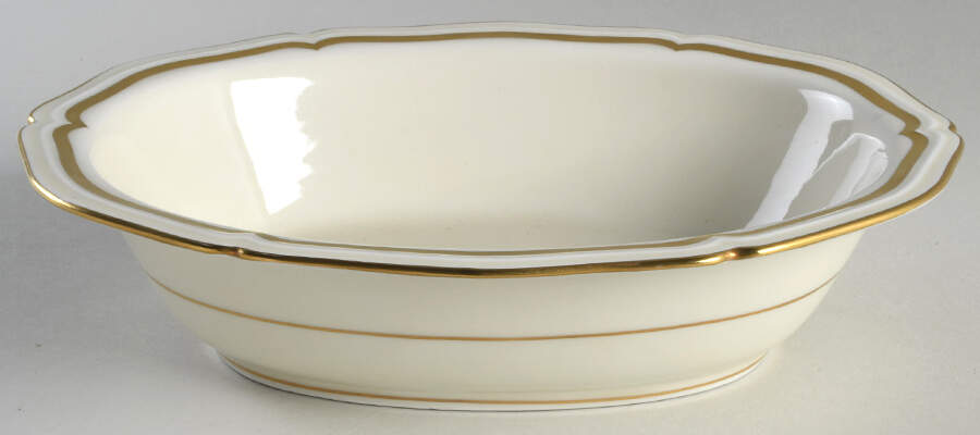 Marie Antoinette Gold on Cream 9" Oval Vegetable Bowl by Raynaud-1