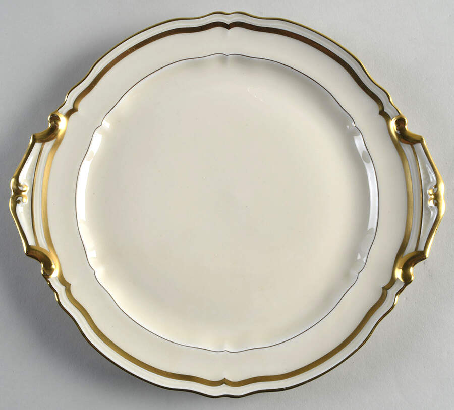 Marie Antoinette Gold on Cream Handled Cake Plate by Raynaud-1