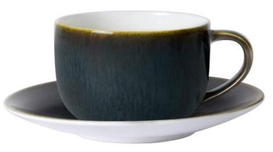 Art Glaze Clouded Smoke Flat Cup & Saucer Set by Royal Crown Derby-1