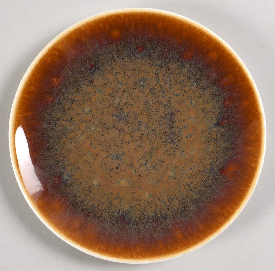 Art Glaze Flamed Caramel Canape Plate by Royal Crown Derby-1