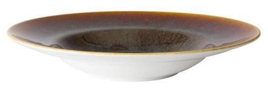 Art Glaze Flamed Caramel Large Rim Soup Bowl by Royal Crown Derby-1