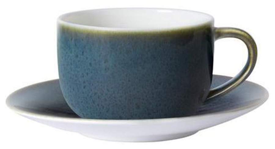 Art Glaze Pressed Mulberry Flat Cup & Saucer Set by Royal Crown Derby-1