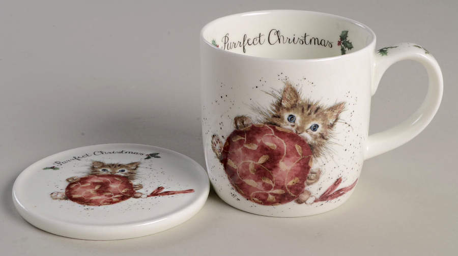 Wrendale Designs Christmas Mug & Coaster Set by Royal Worcester-1