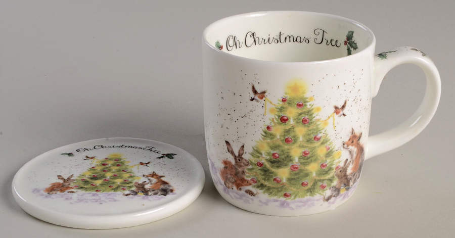 Wrendale Designs Christmas Mug & Coaster Set by Royal Worcester-1