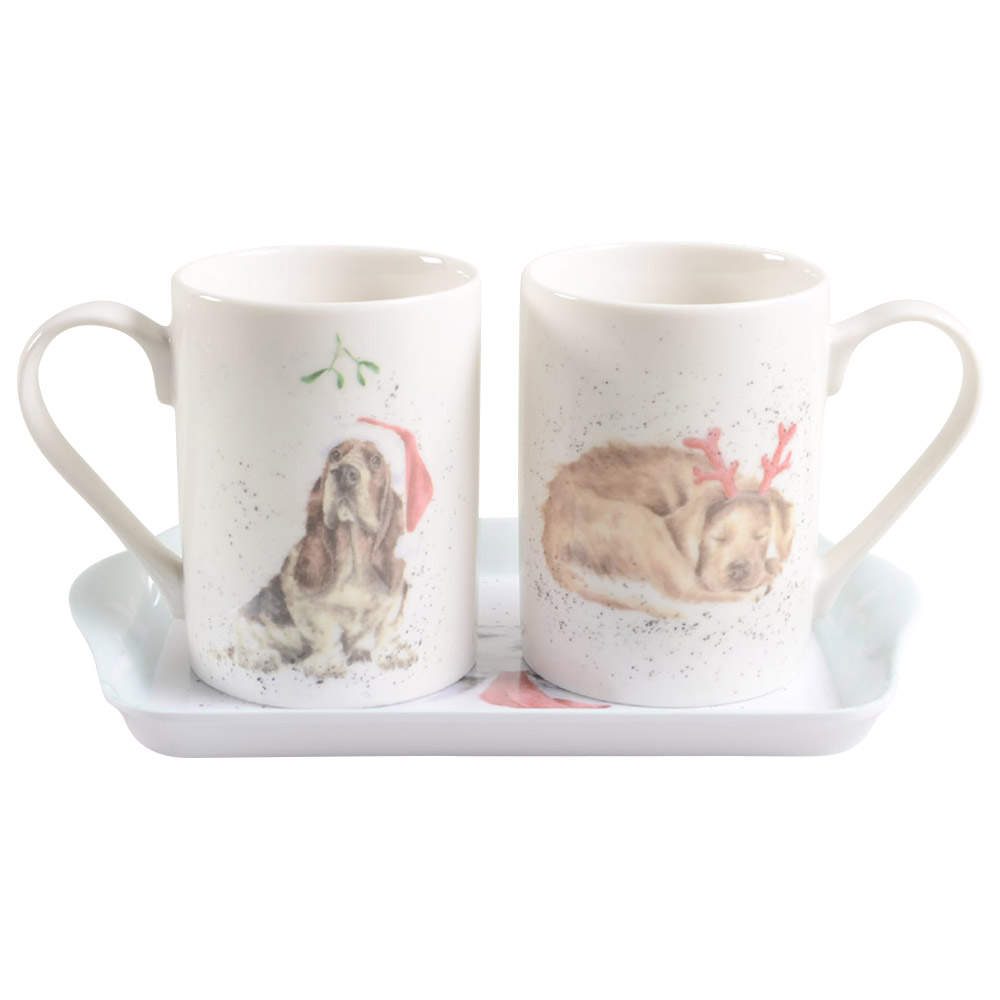 Wrendale Designs Christmas Mug - Set of 2 & Melamine Tray by Royal Worcester-1