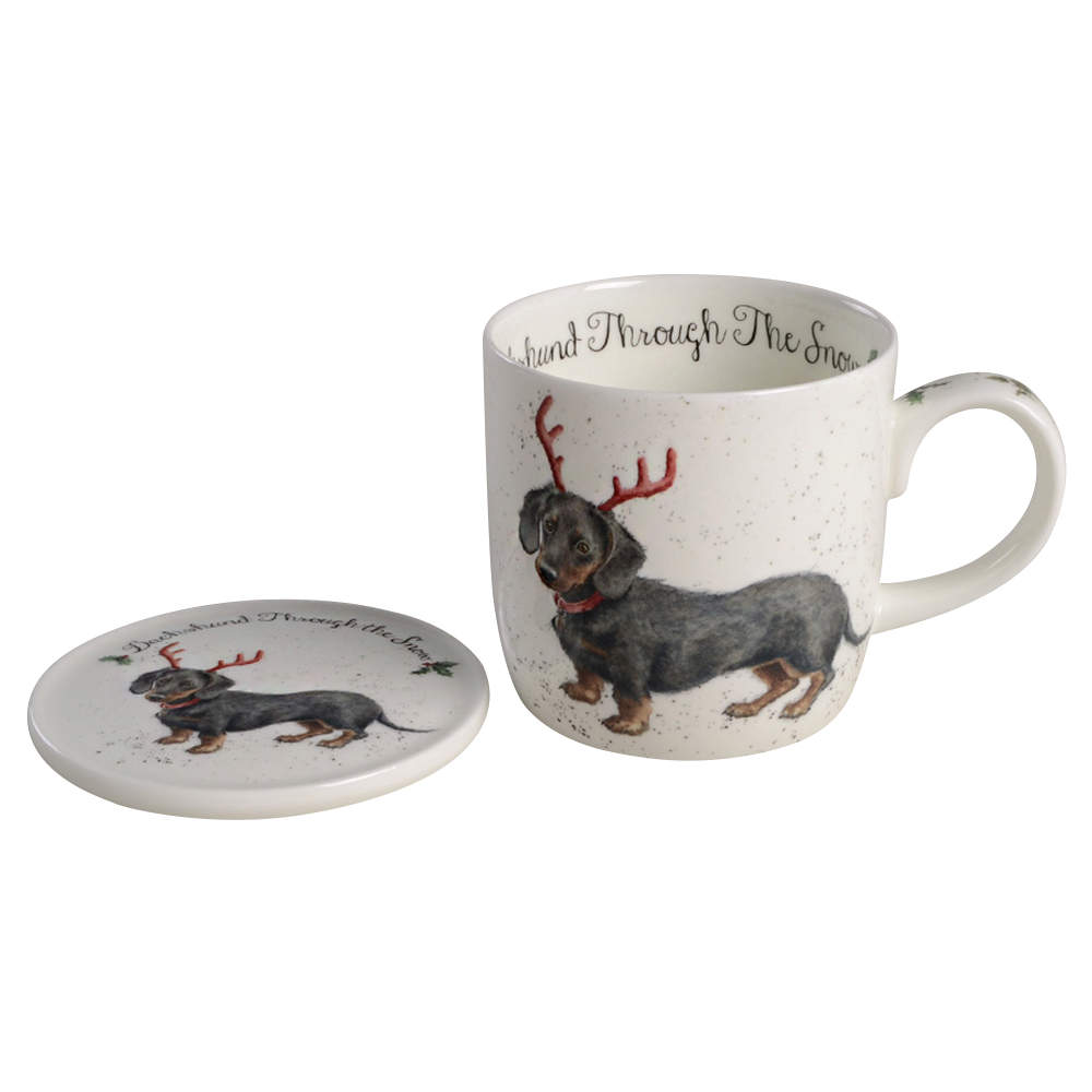 Wrendale Designs Christmas Mug & Coaster Set by Royal Worcester-1