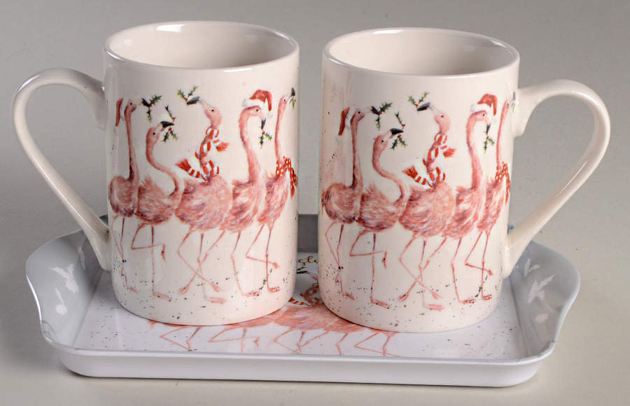 Wrendale Designs Christmas Mug Motif 9 - Set of 2 & Melamine Tray by Royal Worcester-1