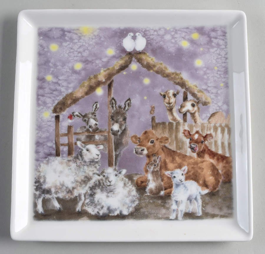 Wrendale Designs Christmas 9" Square Tray by Royal Worcester-1