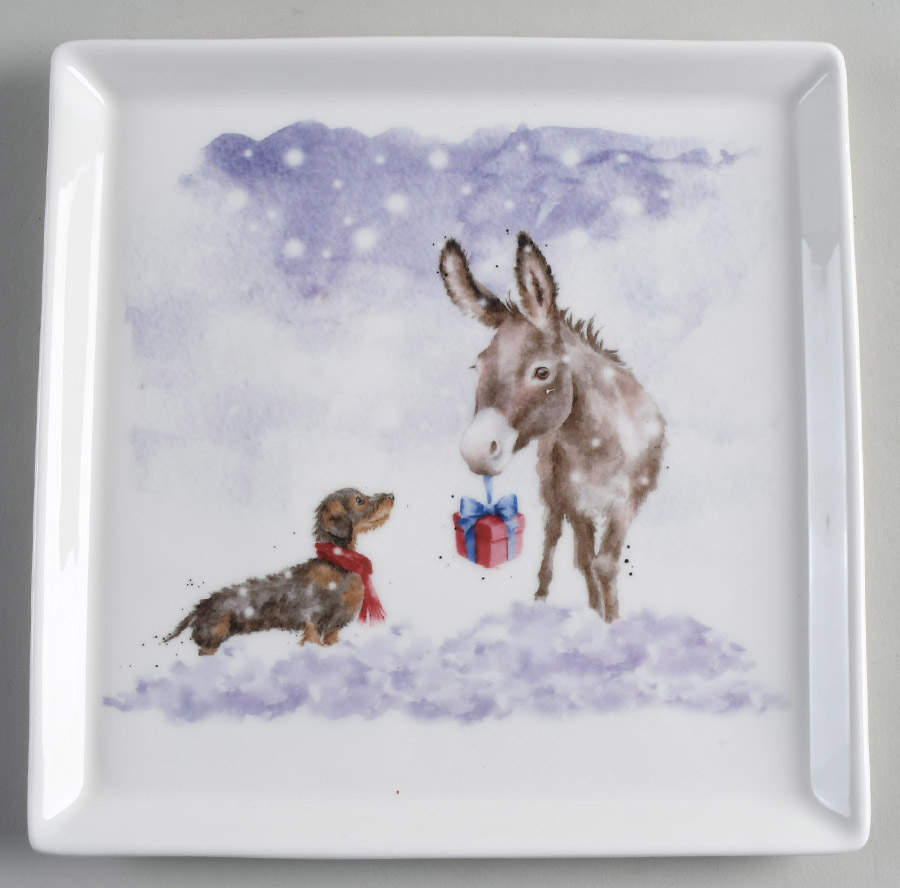 Wrendale Designs Christmas 9" Square Tray by Royal Worcester-1