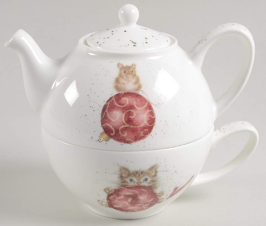 Wrendale Designs Christmas Individual Teapot & Lid with Cup by Royal Worcester-1