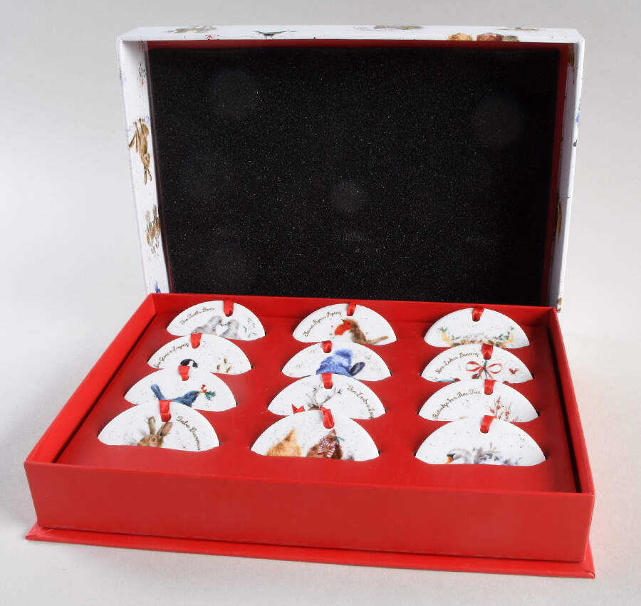 Wrendale Designs Christmas 12 Days of Christmas Ornament - Set of 12 by Royal Worcester-1