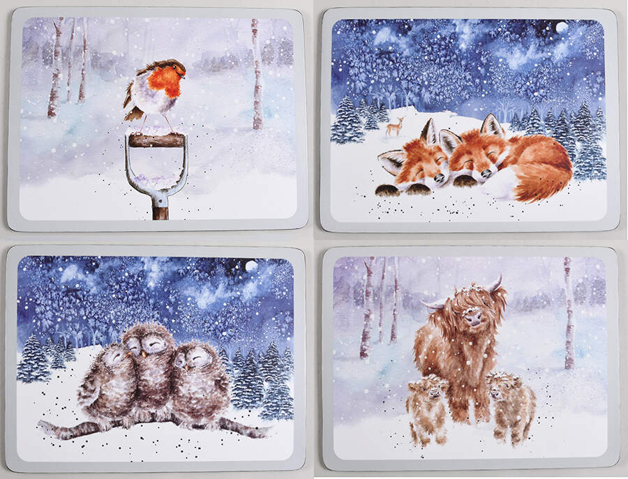Wrendale Designs Christmas (Set of 4 Motif 14) Corkboard Placemats by