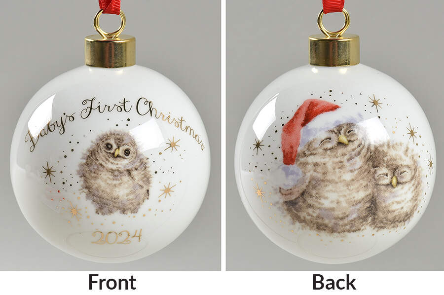 Wrendale Designs Christmas 2024 Baby's First Christmas Bauble Ornament by Royal Worcester-1