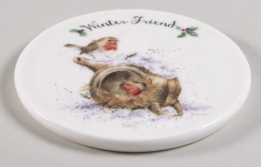 Wrendale Designs Christmas Mug & Coaster Set-Coaster by Royal Worcester-1