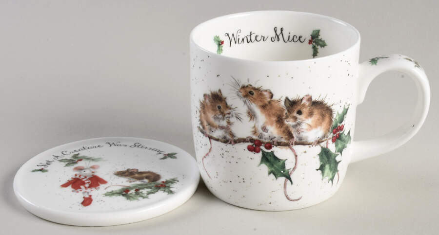 Wrendale Designs Christmas Mug & Coaster Set by Royal Worcester-1