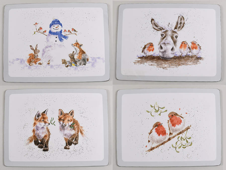 Wrendale Designs Christmas Corkboard Placemat - Set of 4 (Motif 9-12) by Royal Worcester-1