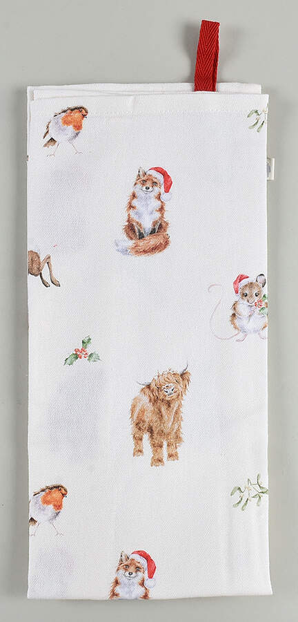 Wrendale Designs Christmas Cloth Kitchen Towel by Royal Worcester-1