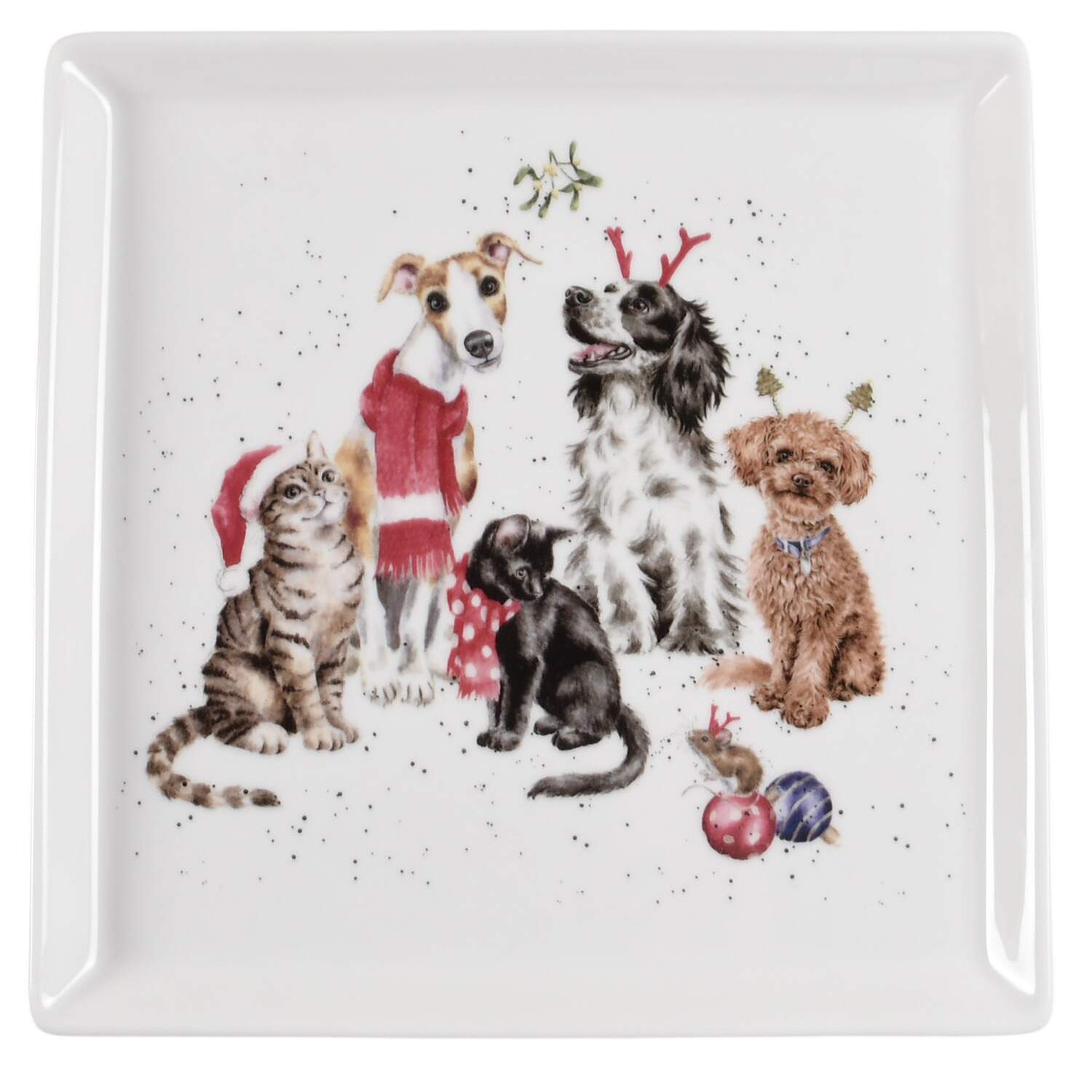 Wrendale Designs Christmas 9" Square Tray by Royal Worcester-1
