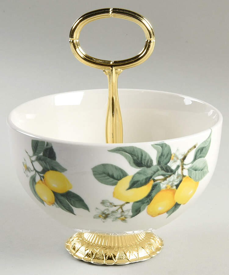 Lemon 6"-7" Handled Footed Nut Dish HC by Royal Norfolk-1
