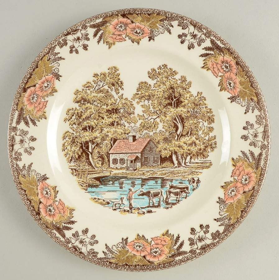 Fair Oaks Peach Floral Dinner Plate by Royal (USA)-1