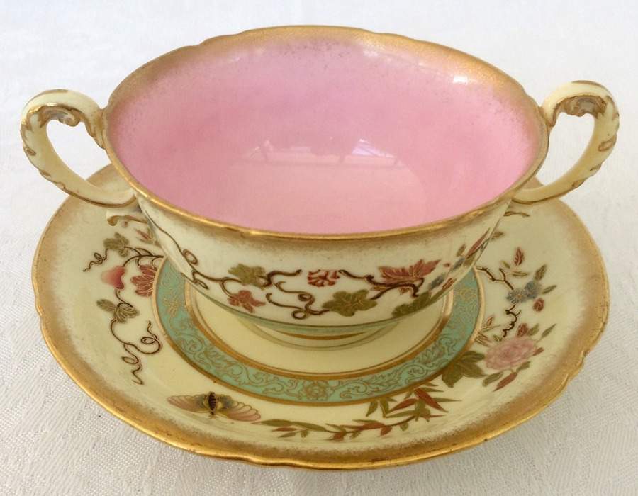 W4064 Footed Cream Soup Bowl & Saucer Set by Royal Worcester-1