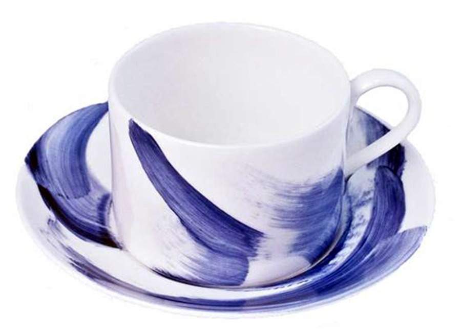 Brushstroke Flat Cup & Saucer Set by Royal Crown Derby-1