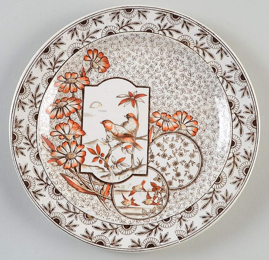 Devonshire Brown with Rust Accent Dessert/Pie Plate by Ridgway (Ridgways)-1