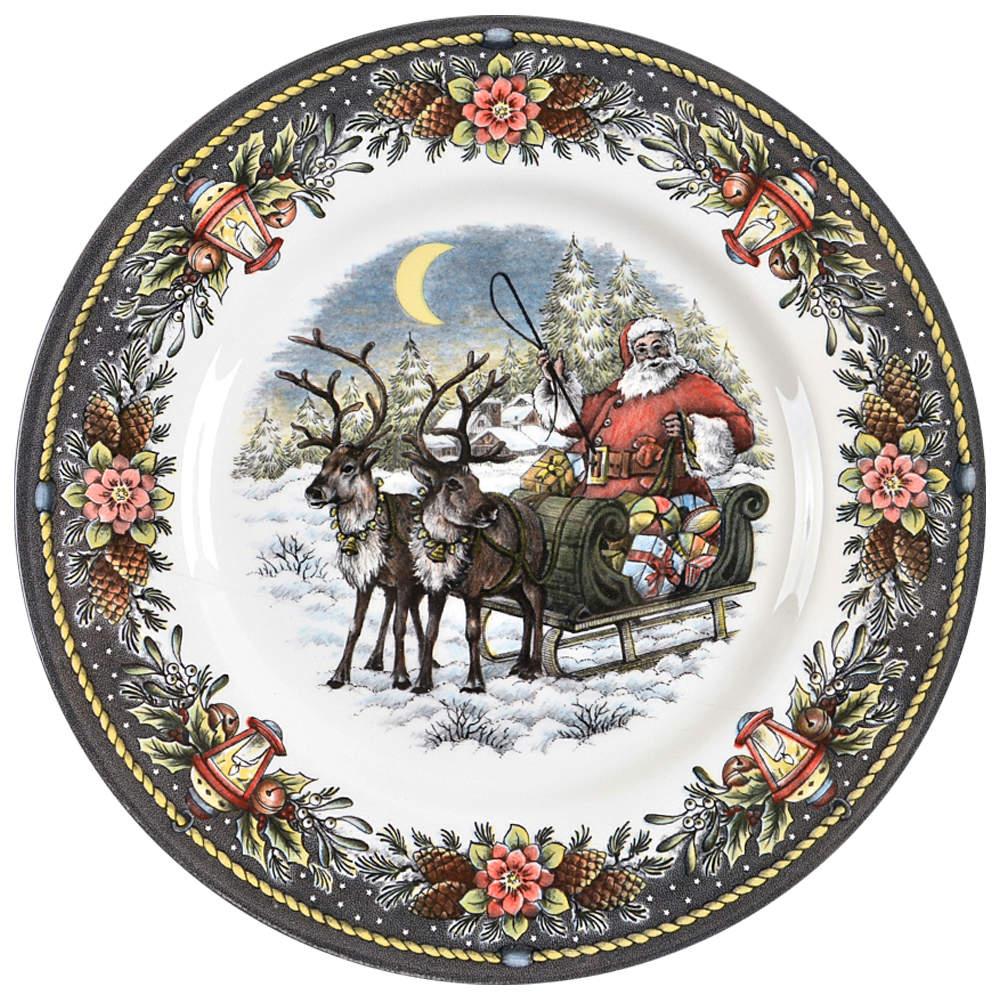 Santa's Sleigh (Lantern Border) Dinner Plate by Royal Stafford-1