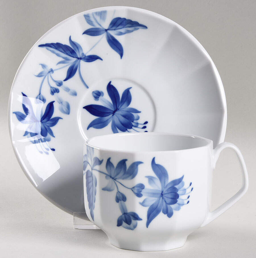 Blomst Footed Cup & Saucer Set by Royal Copenhagen-1