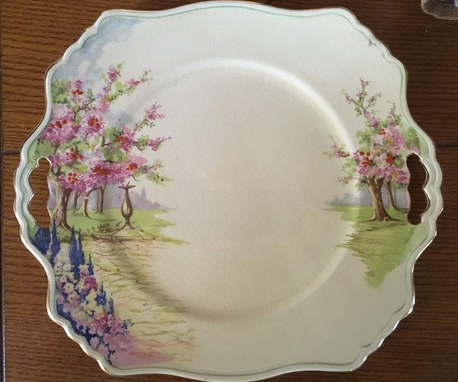 Sun Dial Square Handled Cake Plate by Royal Winton-1