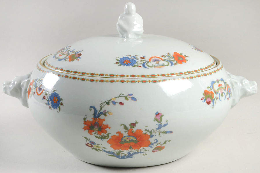 Vieux Chine (Empire, Celadon) Round Covered Vegetable by Raynaud-1