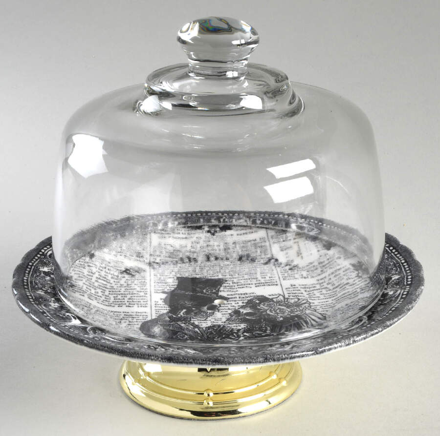 Halloween Til Death 6 1/2"-7 1/2" Footed Cheese Plate w/ Glass Dome HC by Royal Wessex-1