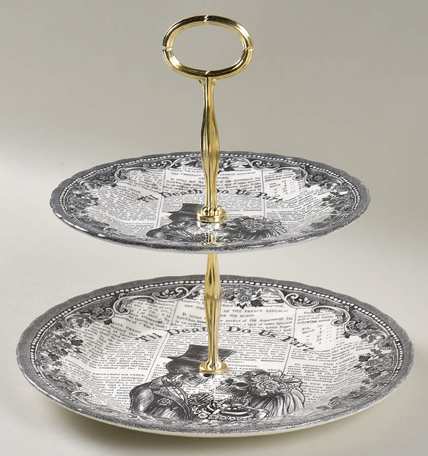 Halloween Til Death 6 5/8"-10"  2 Tiered Serving Tray (Dp, Sp) HC by Royal Wessex-1