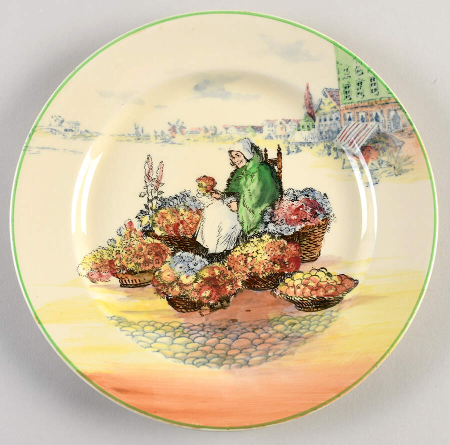 Dutch Flower Market Seller Luncheon Plate by Royal Doulton-1